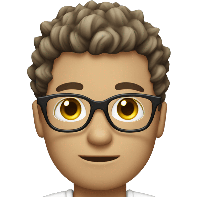 black male with spikey hair and glasses and white female with brown wavy hair , green eyes and glasses emoji