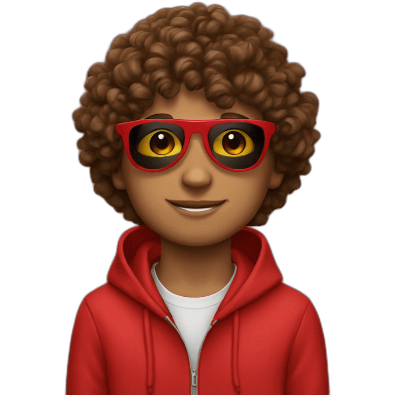 jawline Boy with curly hair and sunglasses red hoodie emoji