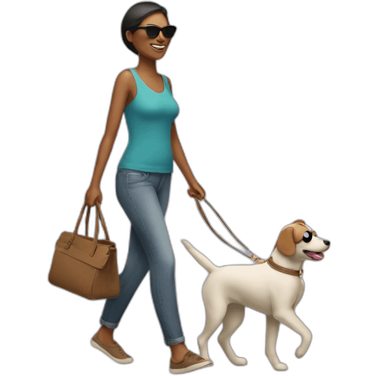 Mama walking a dog with sunglasses on  emoji