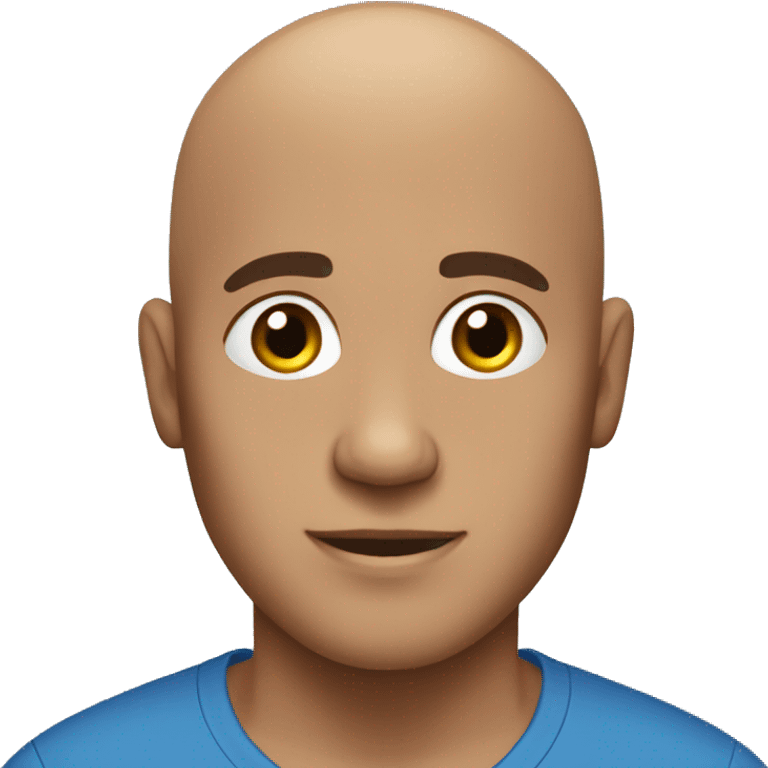 dark brown bald young man in blue top emoji