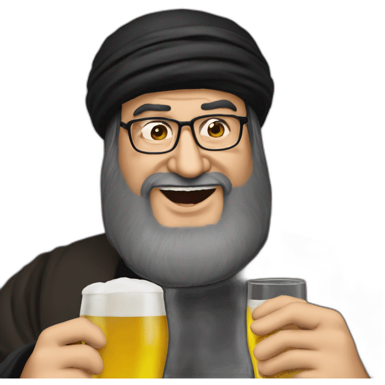 hasan nasrallah drinking a beer emoji