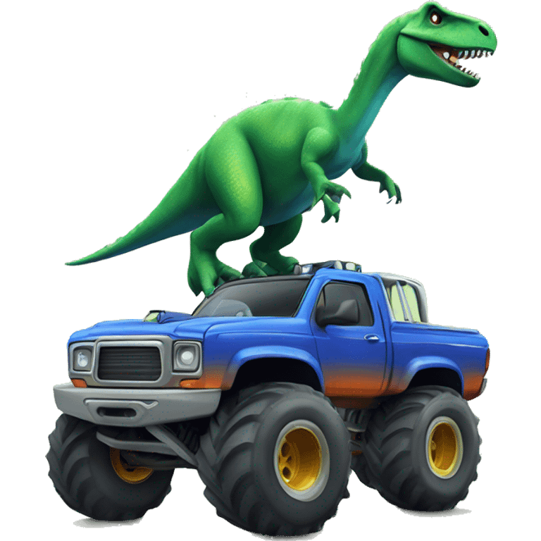 Dinosaur on monster truck emoji