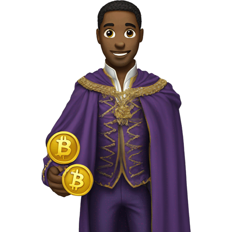 Prince holding Bitcoin emoji