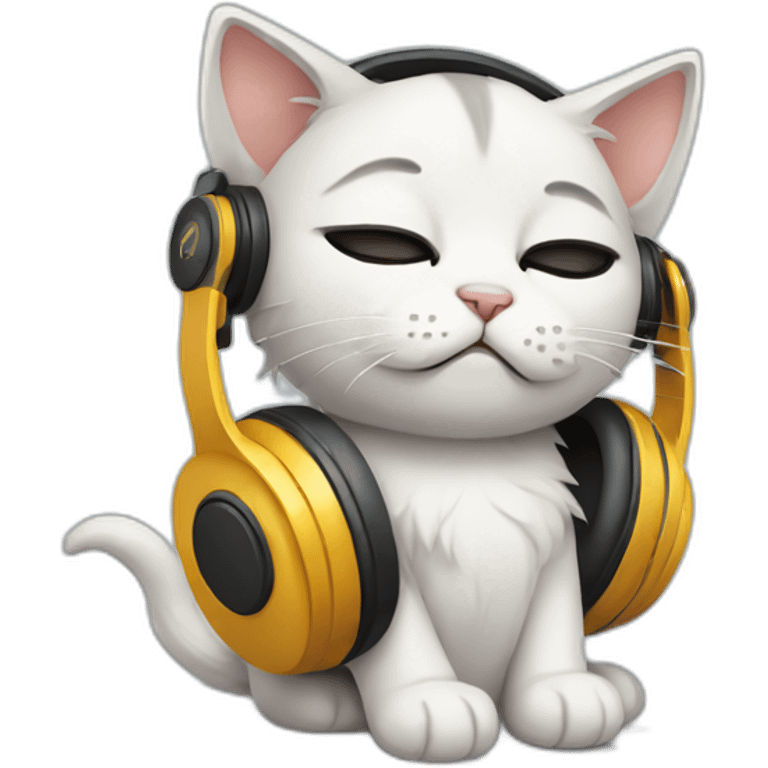 sad kitten listening to music with eyes closed emoji