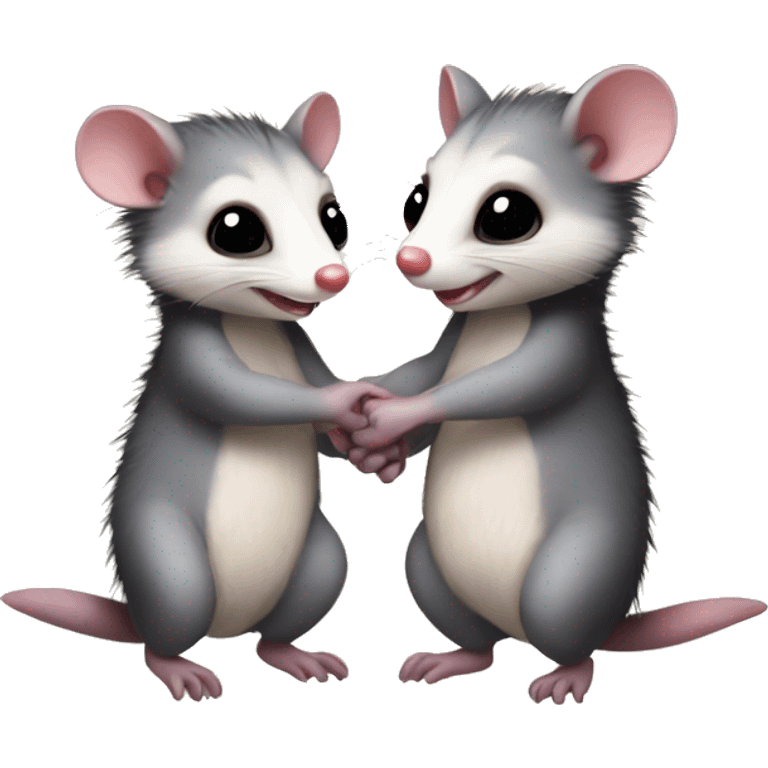 2 best friend Virginia opossums holding hands emoji