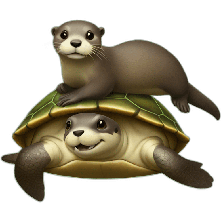 An otter on a turtle emoji