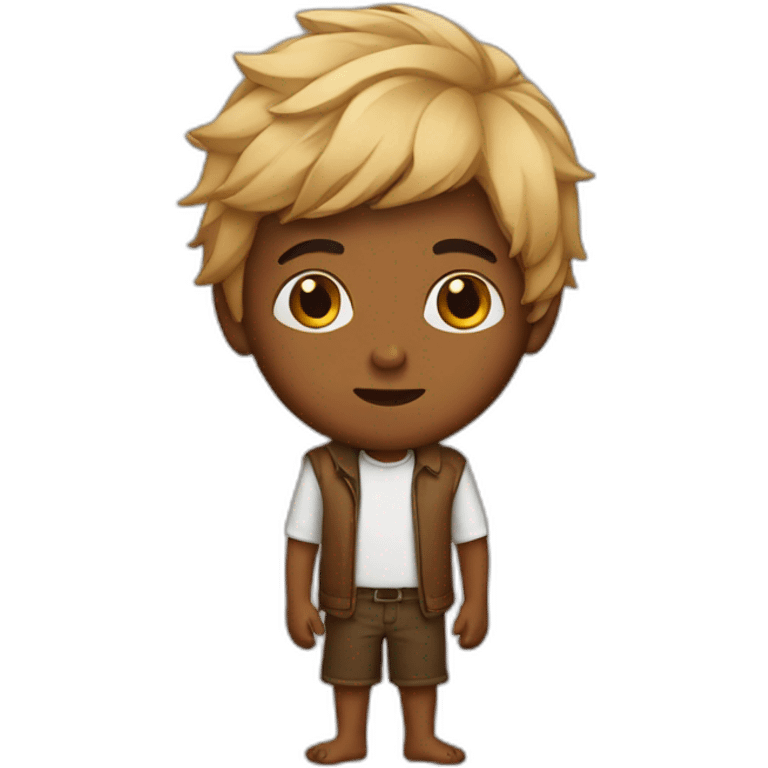 Indian boy with  hair and coffee skin emoji