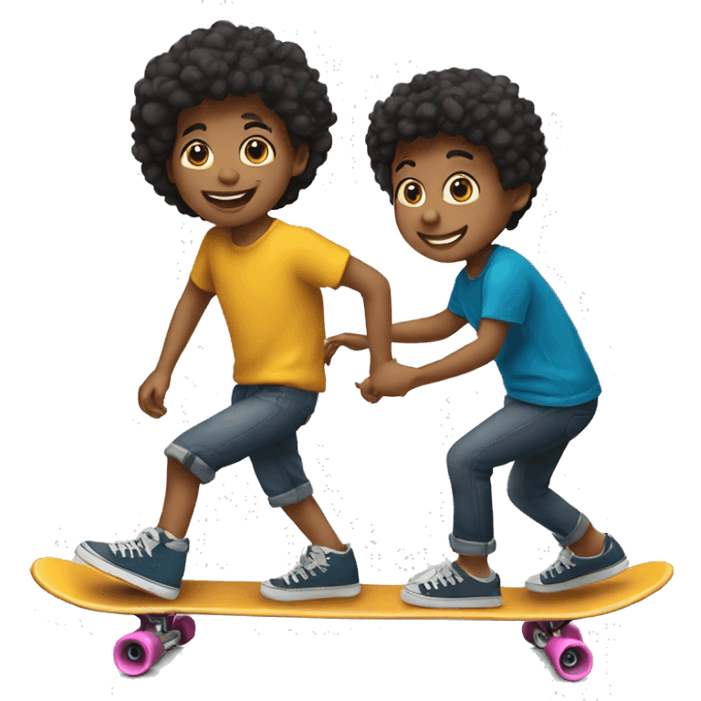 a youngster pushing another on a skateboard emoji