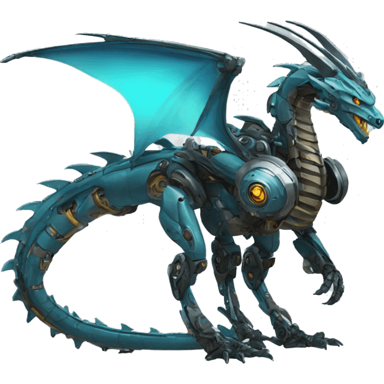 Mechanical futuristic Dragon full body emoji