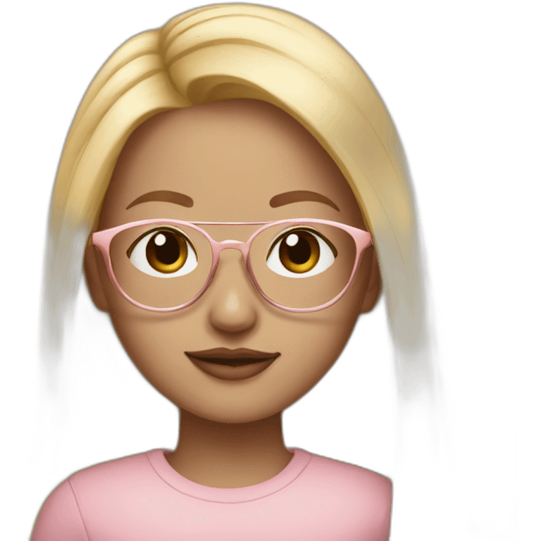 Girl with Long blonde hair and rose gold glasses emoji