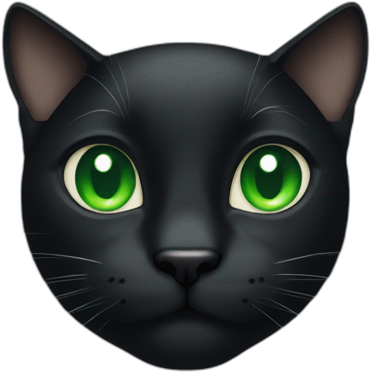 head of black cat with green eyes emoji