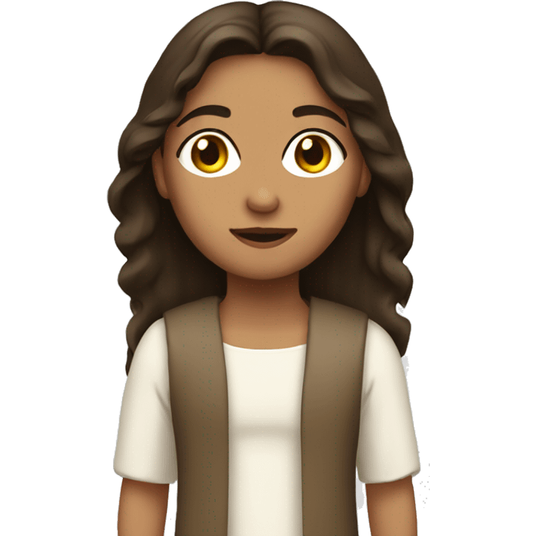 brunette girl with jesus emoji