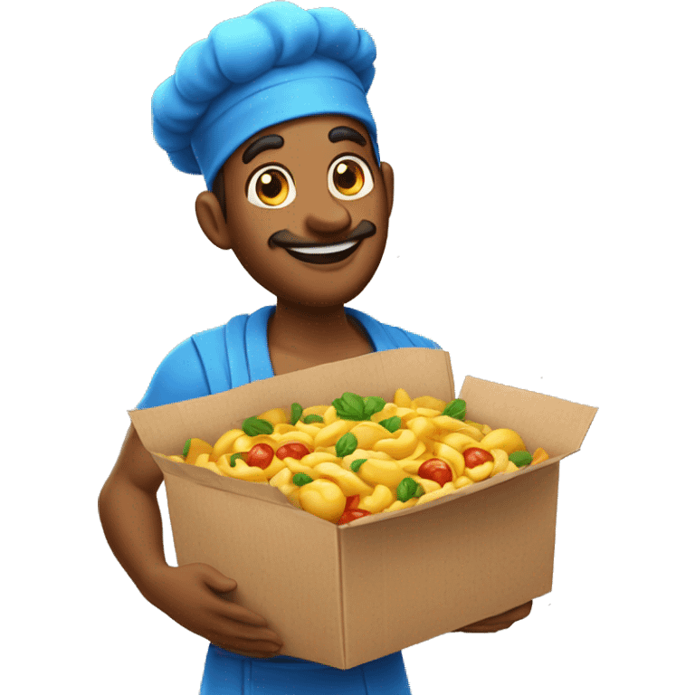 genie  as delivery boy  in his hand on the packed food  emoji