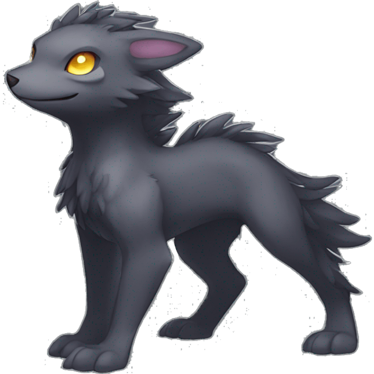 Cute cool shiny fantasy dark-shadow-themed animal hybrid Fakemon full body emoji