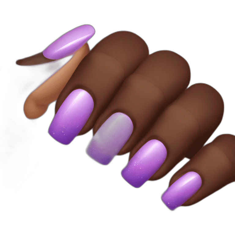 Messy applicated Nail polish on dark skin finger emoji