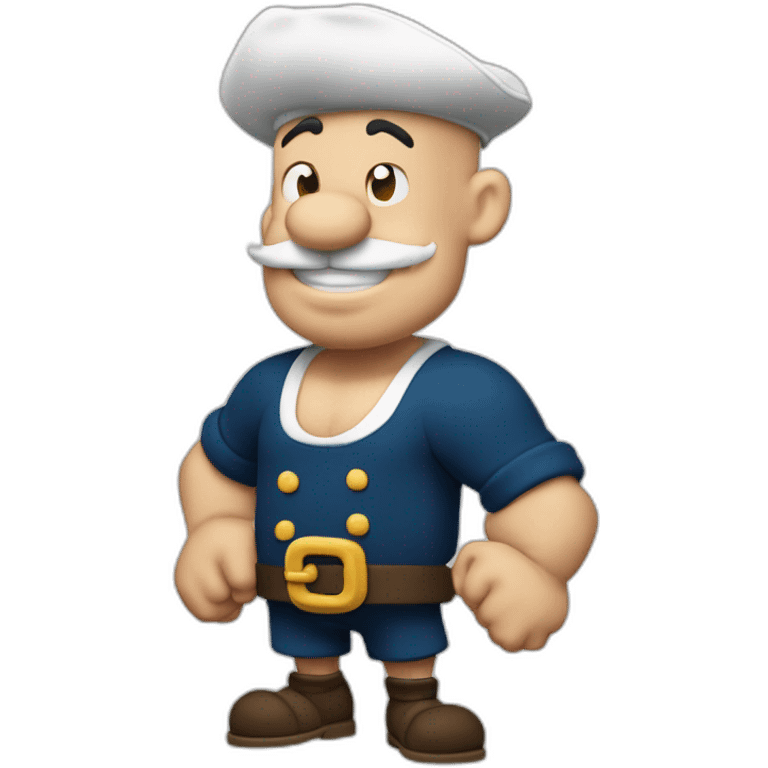 Popeye the Sailor show his left arm，no hat，full body emoji