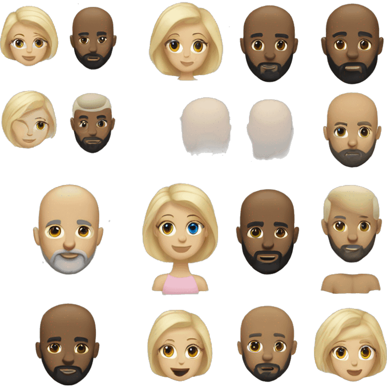 White blonde woman and black bald man with beard  emoji