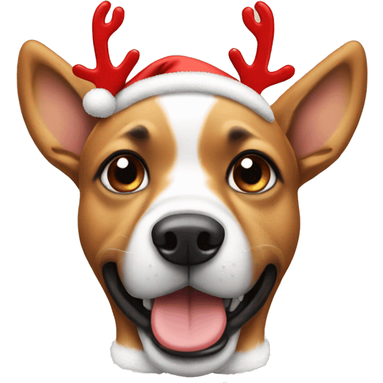 Dog wearing Christmas antlers emoji