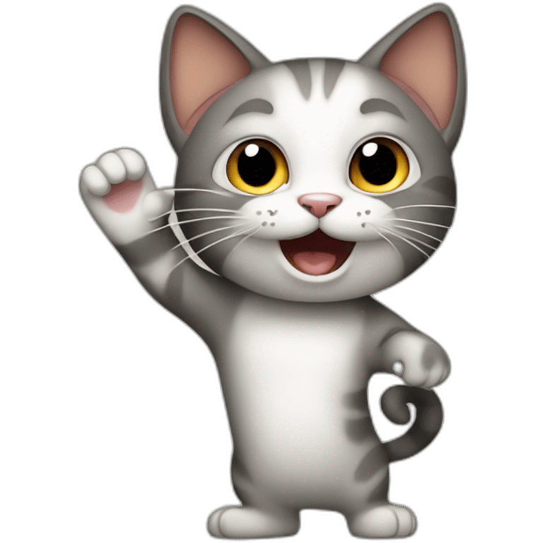 Crazy cat waving emoji