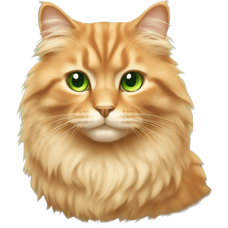 Light orange beige fluffy cat with green eyes emoji