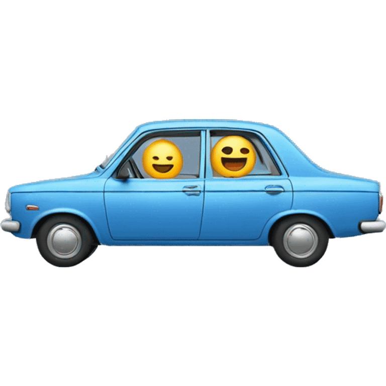 Blue car with an couple emoji