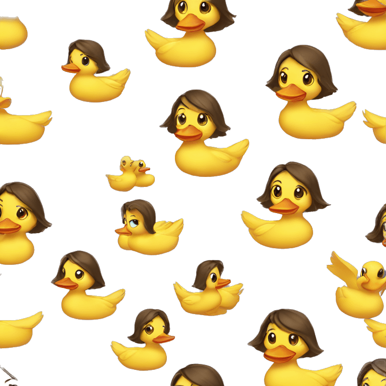 Brunette girl dressed as a duck emoji