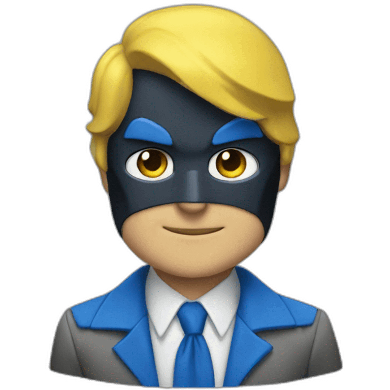 batman in blue,white and yellow suit emoji