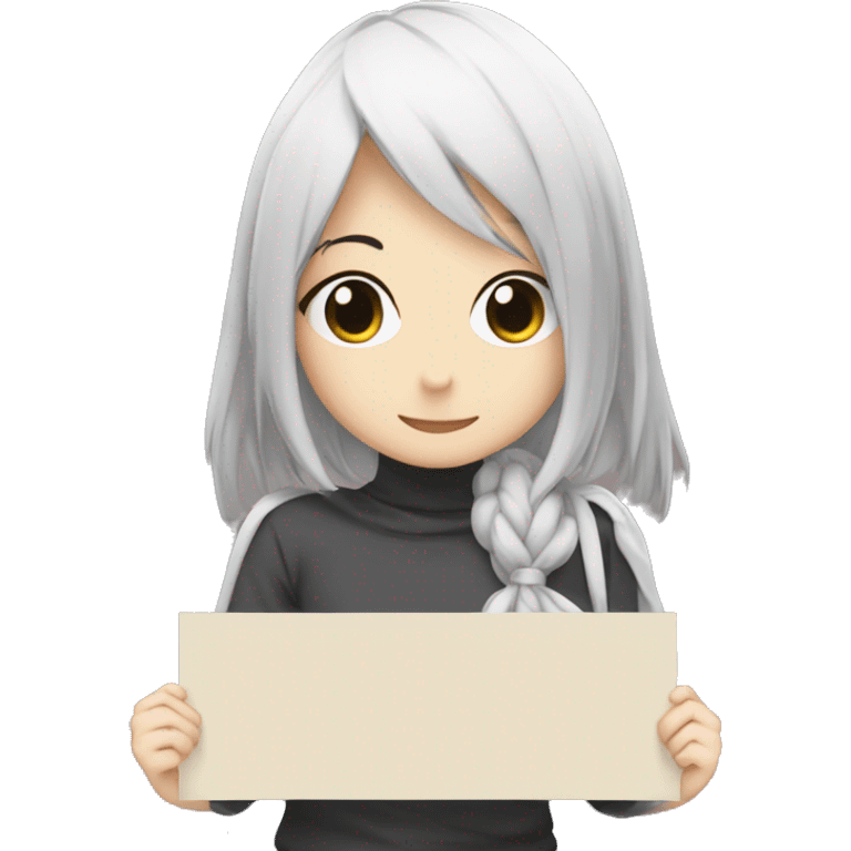 shy anime girl holding sign on which is written Susili emoji