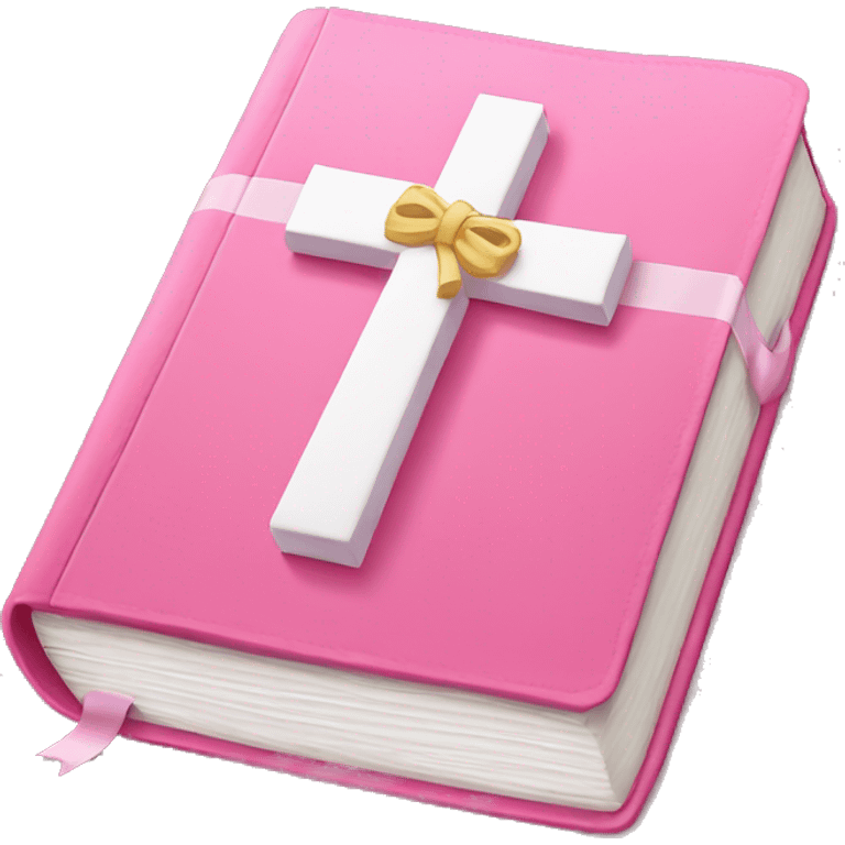 Pink bible with a white bow emoji