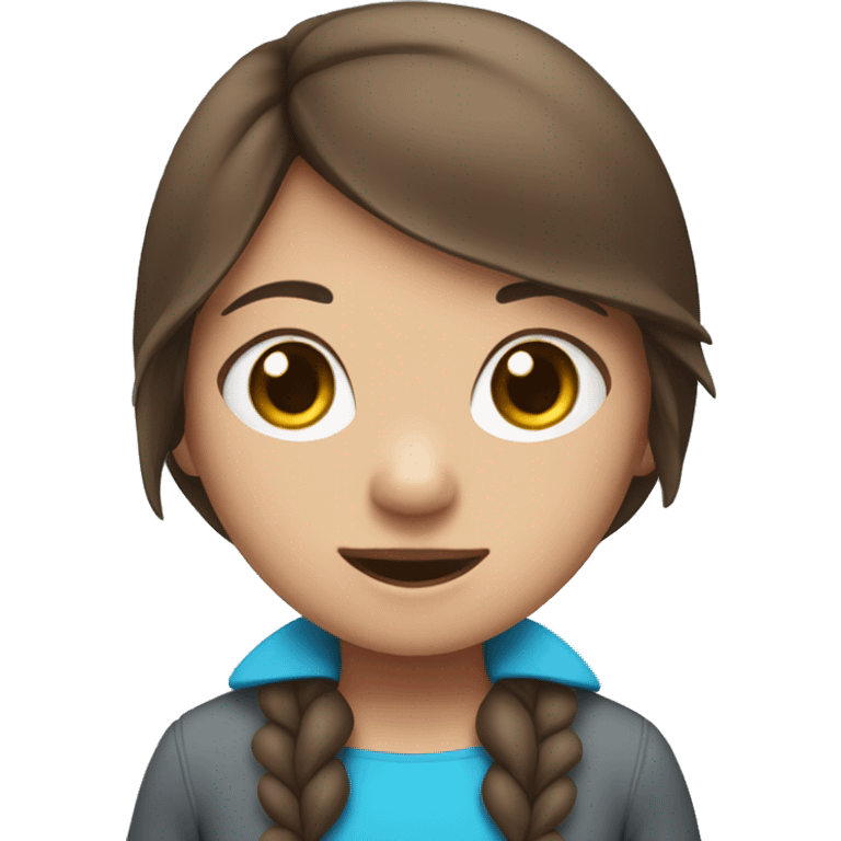 cute  brown hair girl wearing a cute blue shark costumee  emoji