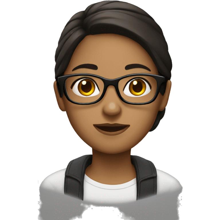 girl with dark brown hair and glasses emoji