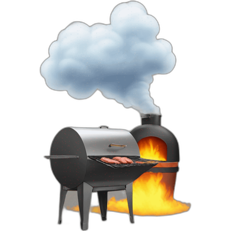 a meat smoker in the backyard billowing smoke emoji