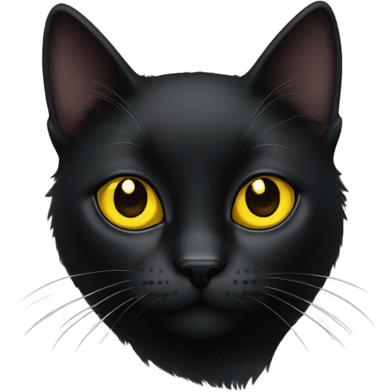 Black cat sitting yellow eyes emoji