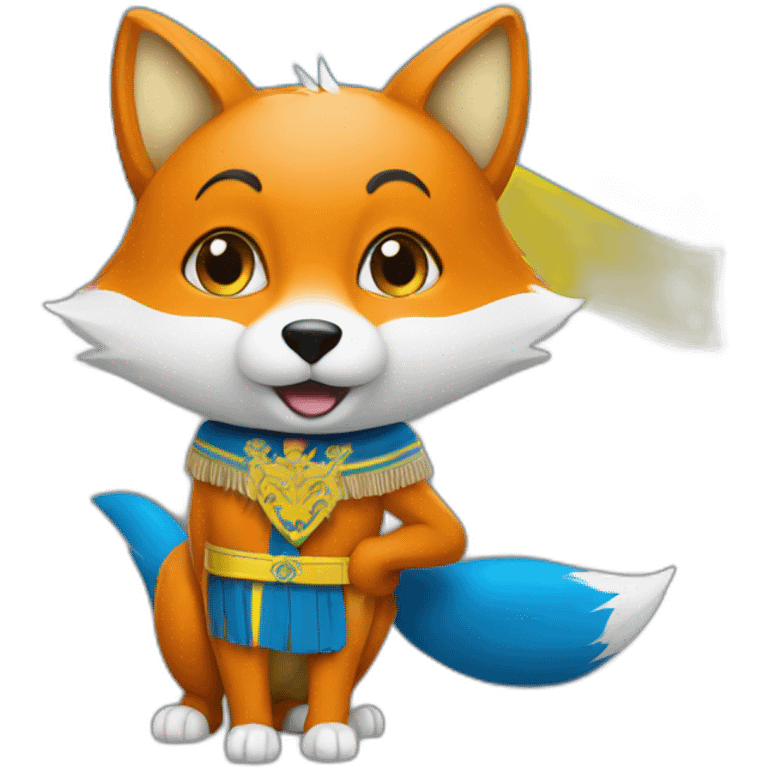 a fox with the flag of Ukraine emoji