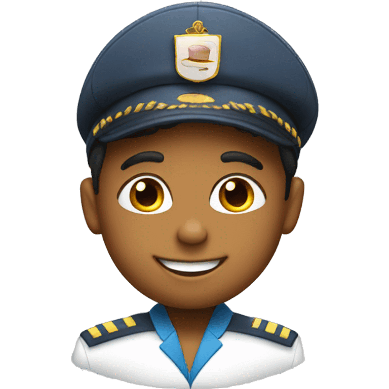 smiling boy with flight attendant hat emoji