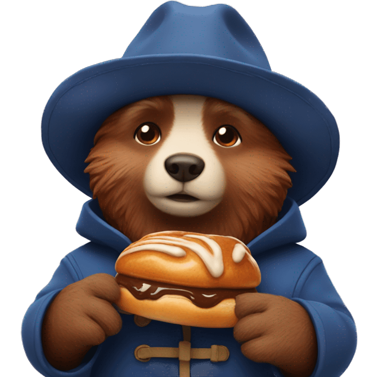 Paddington with a cinnamon bun emoji