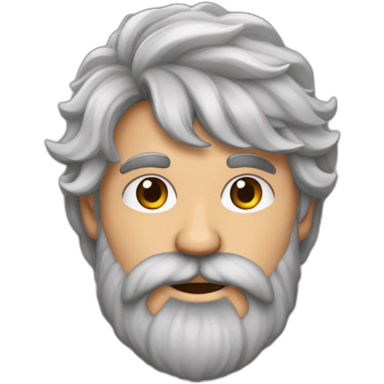 hombre pelo gris barba de candado con pastel emoji