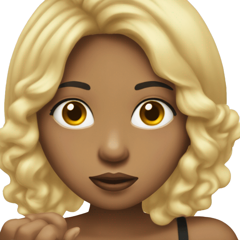 lightskin black girl with blonde hair blowing a kiss  emoji