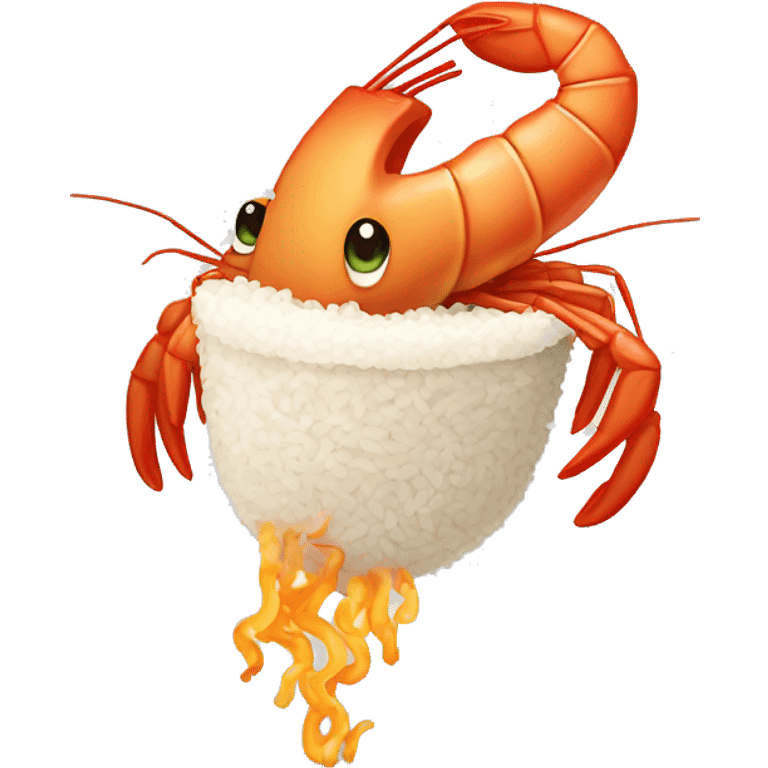 A shrimp frying the rice emoji