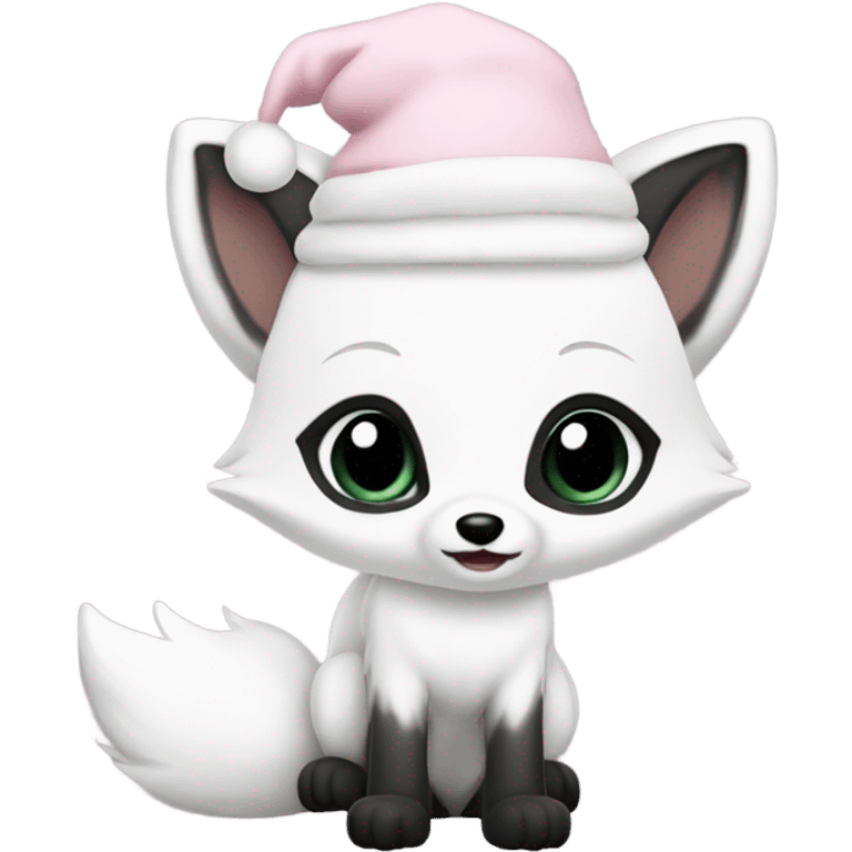 christmas arctic fox pale pink hat full body emoji