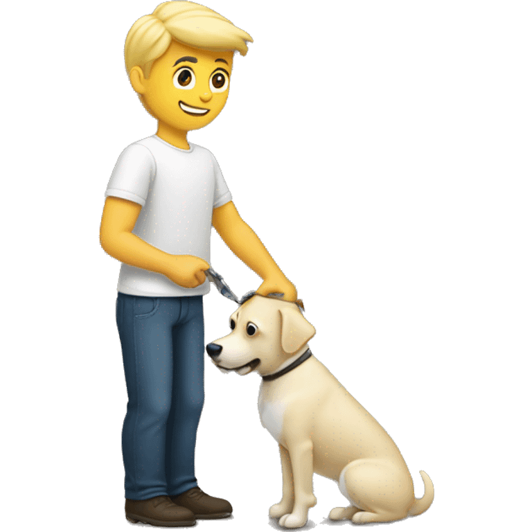 White, blonde guy picking up dog poop emoji