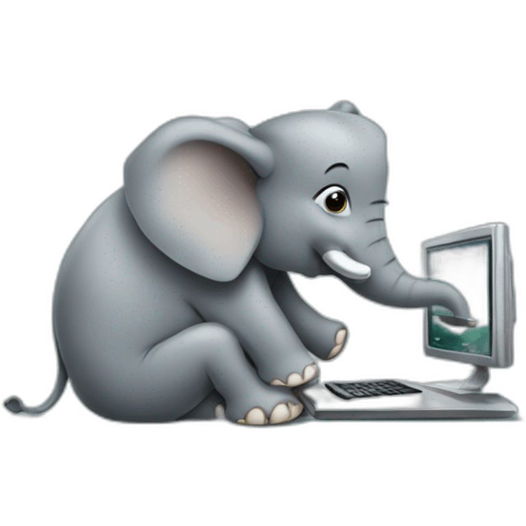 elephant eating a computer emoji