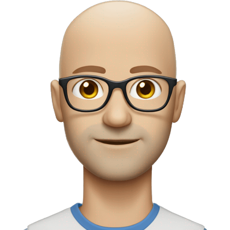 a bald man with blue eyes wearing glasses in naturo clothes emoji