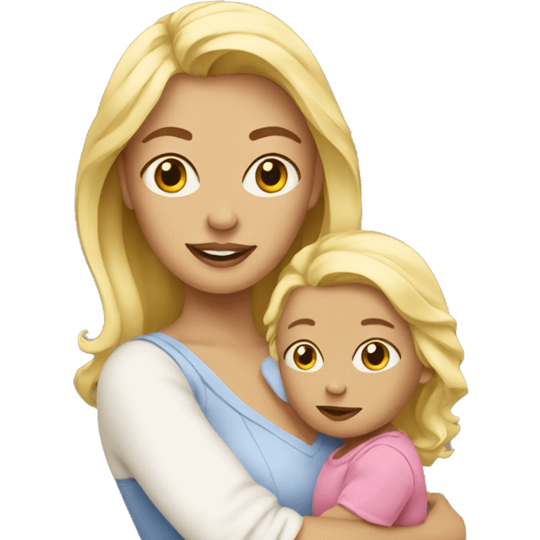 Blonde woman with baby emoji