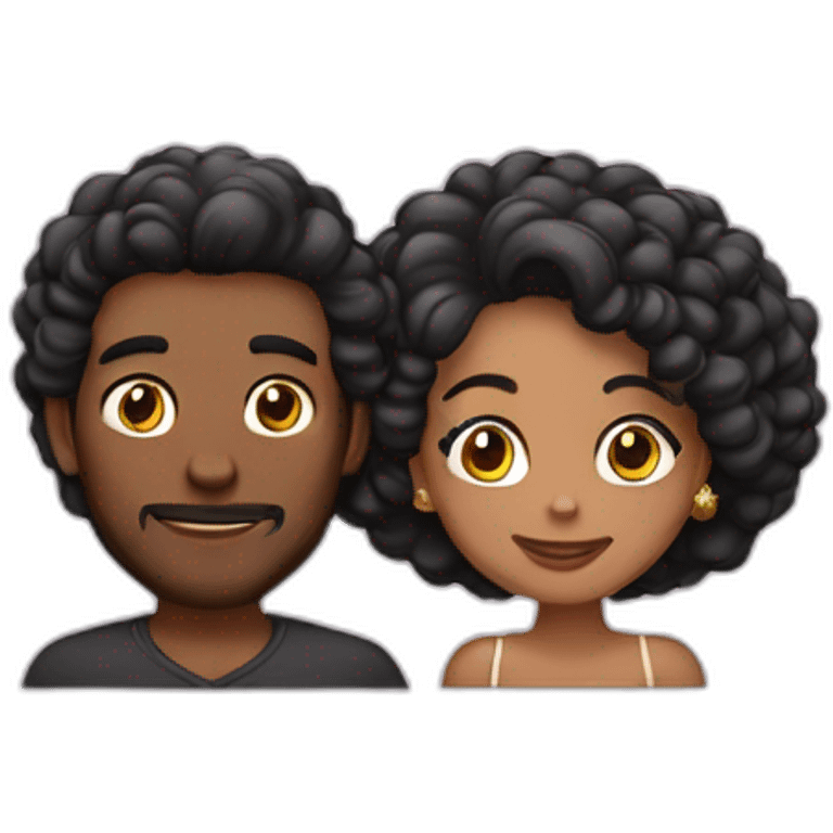 Chico calvo con su novia de pelo negro emoji