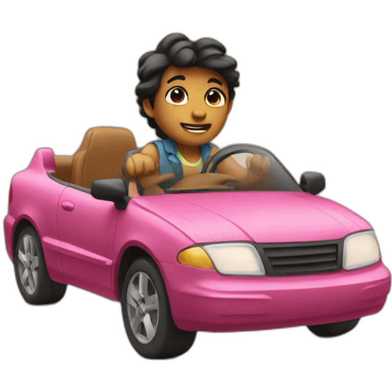 A character riding a car emoji