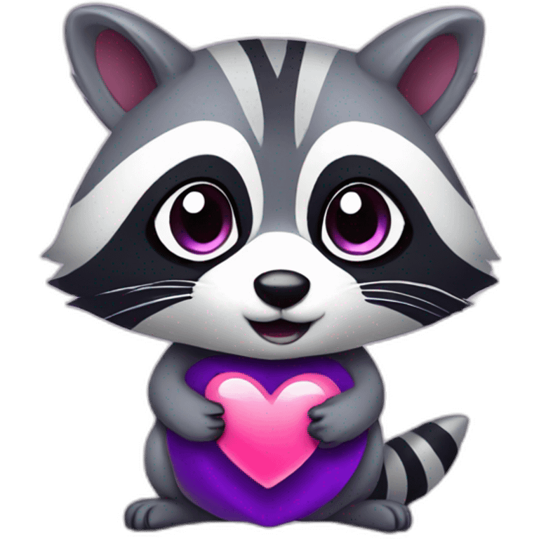 Purple raccoon with heart emoji