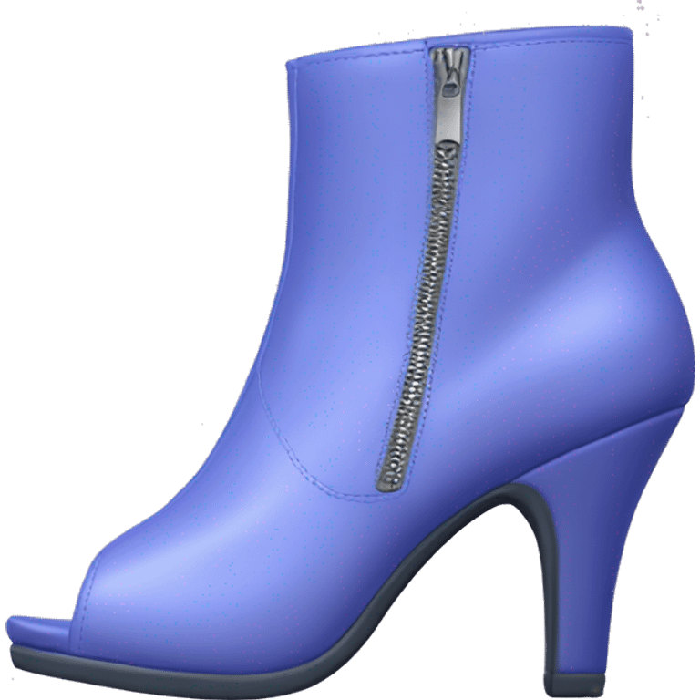 Realistic isolated pair of periwinkle high heel zip up peep toe ankle boots.  emoji