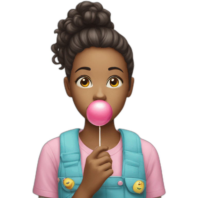 Girl chewing bubblegum emoji