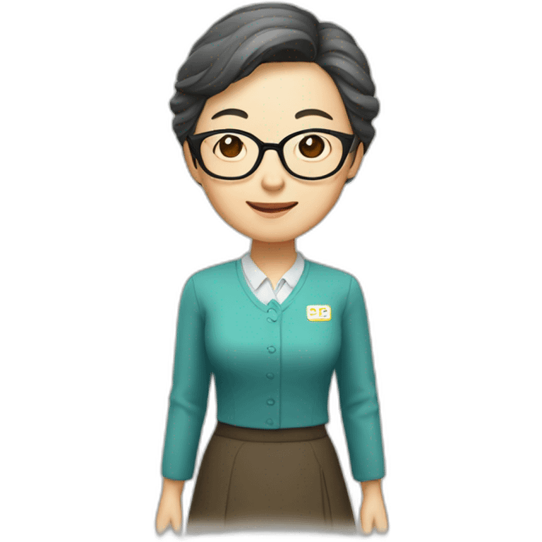 Chinese donor lady teacher wear glasses standing emoji